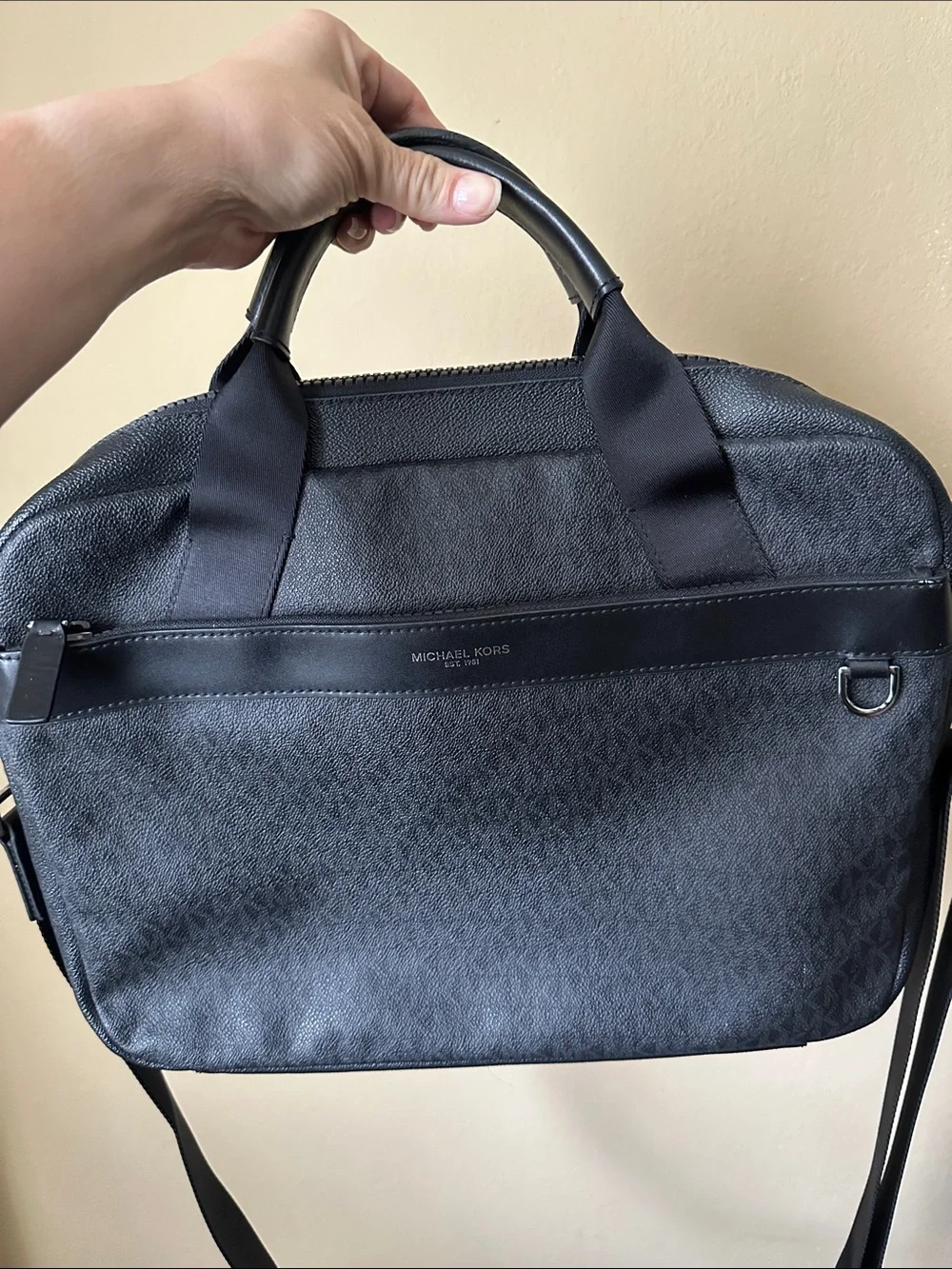 Michael Kors Men's Black Logo-Print Laptop Briefcase